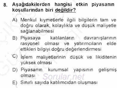 Yatırımcı İlişkileri Yönetimi 2014 - 2015 Ara Sınavı 8.Soru