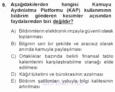 Yatırımcı İlişkileri Yönetimi 2014 - 2015 Ara Sınavı 9.Soru