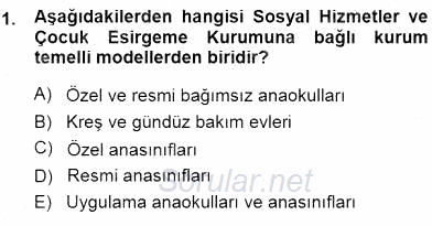 Okulöncesi Eğitime Giriş 2014 - 2015 Ara Sınavı 1.Soru
