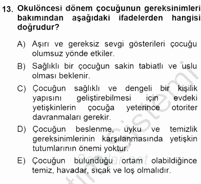 Okulöncesi Eğitime Giriş 2014 - 2015 Ara Sınavı 13.Soru