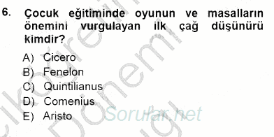 Okulöncesi Eğitime Giriş 2014 - 2015 Ara Sınavı 6.Soru