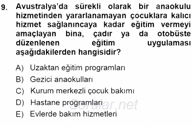 Okulöncesi Eğitime Giriş 2014 - 2015 Ara Sınavı 9.Soru