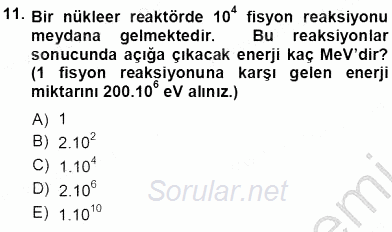 Elektrik Enerjisi Üretimi 2013 - 2014 Ara Sınavı 11.Soru