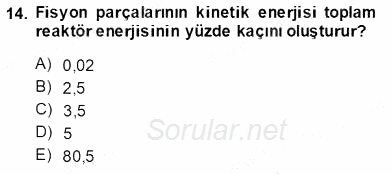 Elektrik Enerjisi Üretimi 2013 - 2014 Ara Sınavı 14.Soru