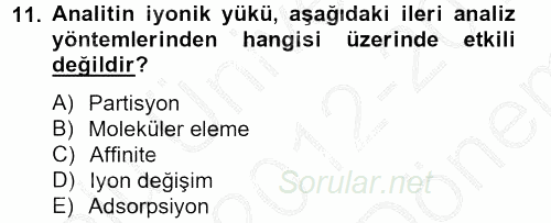 Veteriner Laboratuvar Teknikleri ve Prensipleri 2012 - 2013 Dönem Sonu Sınavı 11.Soru