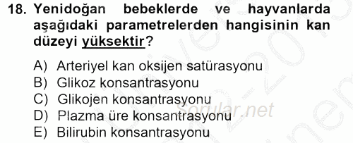 Veteriner Laboratuvar Teknikleri ve Prensipleri 2012 - 2013 Dönem Sonu Sınavı 18.Soru
