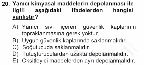 Veteriner Laboratuvar Teknikleri ve Prensipleri 2012 - 2013 Dönem Sonu Sınavı 20.Soru