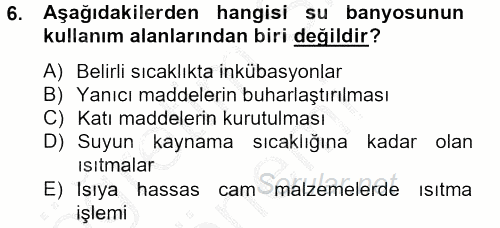 Veteriner Laboratuvar Teknikleri ve Prensipleri 2012 - 2013 Dönem Sonu Sınavı 6.Soru