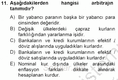 Dış Ticaret İşlemlerinin Muhasebeleştirilmesi 2013 - 2014 Tek Ders Sınavı 11.Soru