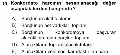 Damga Vergisi Ve Harçlar Bilgisi 2016 - 2017 Dönem Sonu Sınavı 10.Soru