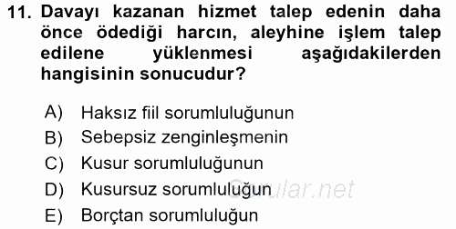 Damga Vergisi Ve Harçlar Bilgisi 2016 - 2017 Dönem Sonu Sınavı 11.Soru