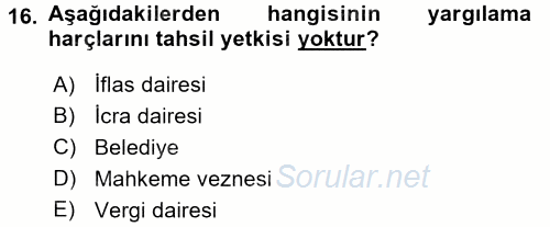 Damga Vergisi Ve Harçlar Bilgisi 2016 - 2017 Dönem Sonu Sınavı 16.Soru