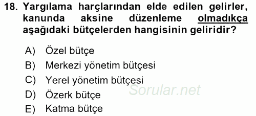 Damga Vergisi Ve Harçlar Bilgisi 2016 - 2017 Dönem Sonu Sınavı 18.Soru