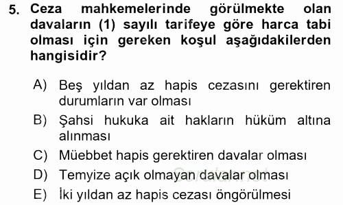 Damga Vergisi Ve Harçlar Bilgisi 2016 - 2017 Dönem Sonu Sınavı 5.Soru