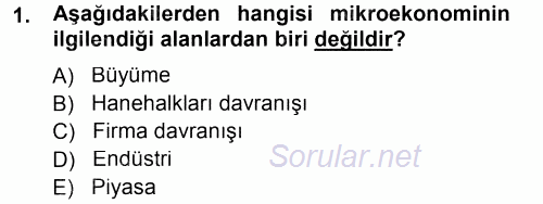Mikro İktisat 2012 - 2013 Dönem Sonu Sınavı 1.Soru