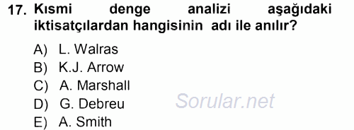 Mikro İktisat 2012 - 2013 Dönem Sonu Sınavı 17.Soru