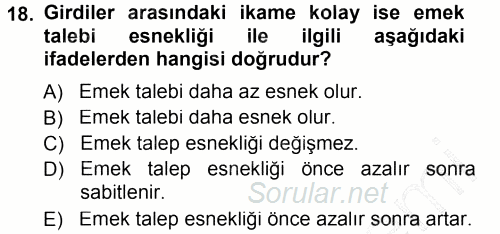 Mikro İktisat 2012 - 2013 Dönem Sonu Sınavı 18.Soru