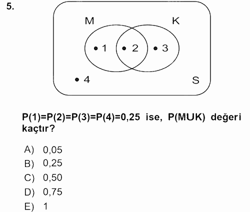 İstatistik 1 2015 - 2016 Tek Ders Sınavı 5.Soru