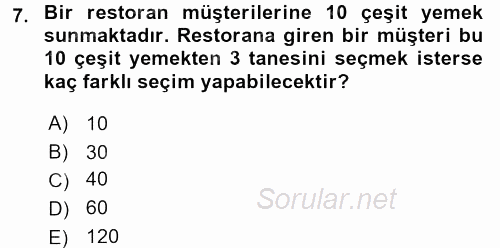 İstatistik 1 2015 - 2016 Tek Ders Sınavı 7.Soru