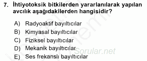 Balık Yetiştiriciliği 2016 - 2017 Ara Sınavı 7.Soru