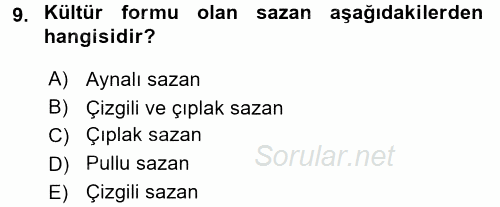 Balık Yetiştiriciliği 2016 - 2017 Ara Sınavı 9.Soru