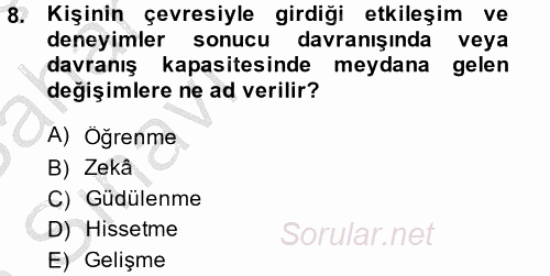 Özel Öğretim Yöntemleri 2 2013 - 2014 Ara Sınavı 8.Soru