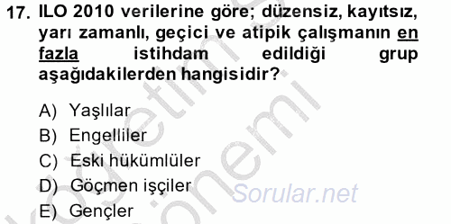Yeni Teknolojiler ve Çalışma Hayatı 2013 - 2014 Ara Sınavı 17.Soru