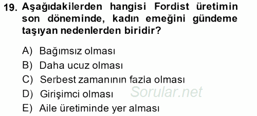 Yeni Teknolojiler ve Çalışma Hayatı 2013 - 2014 Ara Sınavı 19.Soru