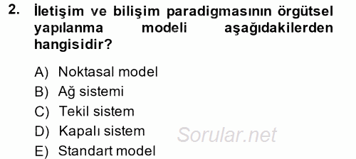 Yeni Teknolojiler ve Çalışma Hayatı 2013 - 2014 Ara Sınavı 2.Soru