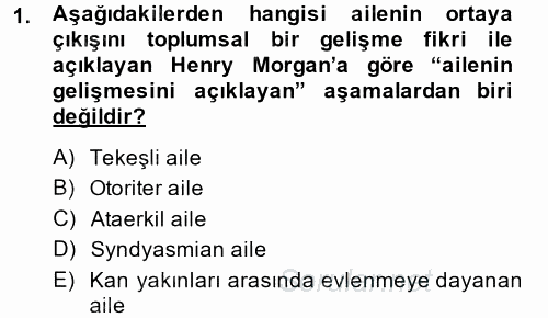Toplumsal Yaşamda Aile 2014 - 2015 Ara Sınavı 1.Soru