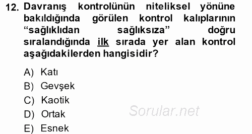 Toplumsal Yaşamda Aile 2014 - 2015 Ara Sınavı 12.Soru