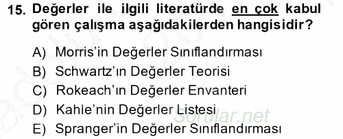 Toplumsal Yaşamda Aile 2014 - 2015 Ara Sınavı 15.Soru