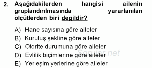 Toplumsal Yaşamda Aile 2014 - 2015 Ara Sınavı 2.Soru