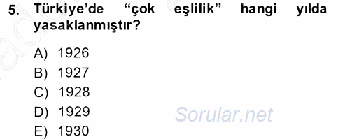 Toplumsal Yaşamda Aile 2014 - 2015 Ara Sınavı 5.Soru