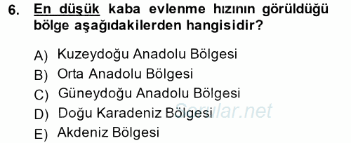 Toplumsal Yaşamda Aile 2014 - 2015 Ara Sınavı 6.Soru