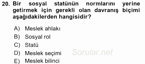 Veteriner Hizmetleri Mevzuatı ve Etik 2017 - 2018 3 Ders Sınavı 20.Soru