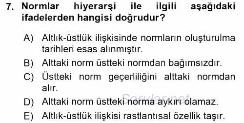 Veteriner Hizmetleri Mevzuatı ve Etik 2017 - 2018 3 Ders Sınavı 7.Soru