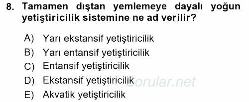Veteriner Hizmetleri Mevzuatı ve Etik 2017 - 2018 3 Ders Sınavı 8.Soru