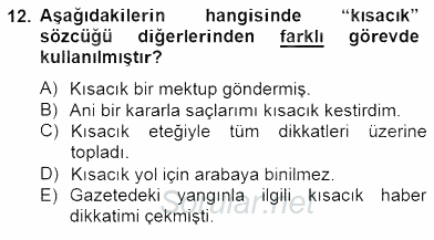 Türkçe Biçim Bilgisi 2014 - 2015 Ara Sınavı 12.Soru