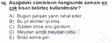 Türkçe Biçim Bilgisi 2014 - 2015 Ara Sınavı 16.Soru