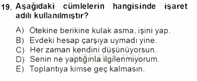 Türkçe Biçim Bilgisi 2014 - 2015 Ara Sınavı 19.Soru