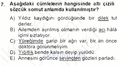 Türkçe Biçim Bilgisi 2014 - 2015 Ara Sınavı 7.Soru