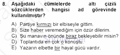 Türkçe Biçim Bilgisi 2014 - 2015 Ara Sınavı 8.Soru