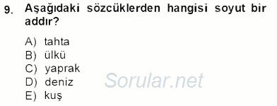 Türkçe Biçim Bilgisi 2014 - 2015 Ara Sınavı 9.Soru