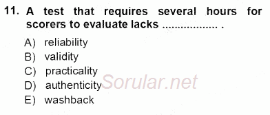 Yabancı Dil Öğretiminde Ölçme Ve Değerlendirme 1 2012 - 2013 Ara Sınavı 11.Soru
