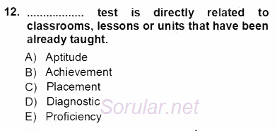 Yabancı Dil Öğretiminde Ölçme Ve Değerlendirme 1 2012 - 2013 Ara Sınavı 12.Soru