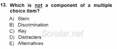 Yabancı Dil Öğretiminde Ölçme Ve Değerlendirme 1 2012 - 2013 Ara Sınavı 13.Soru