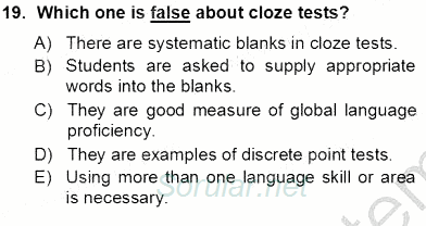 Yabancı Dil Öğretiminde Ölçme Ve Değerlendirme 1 2012 - 2013 Ara Sınavı 19.Soru