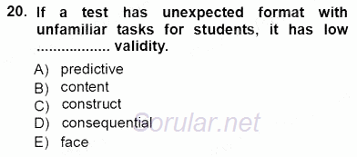 Yabancı Dil Öğretiminde Ölçme Ve Değerlendirme 1 2012 - 2013 Ara Sınavı 20.Soru