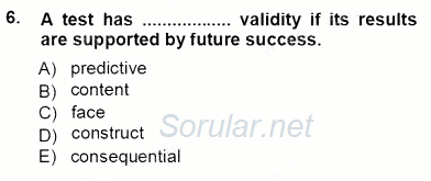 Yabancı Dil Öğretiminde Ölçme Ve Değerlendirme 1 2012 - 2013 Ara Sınavı 6.Soru